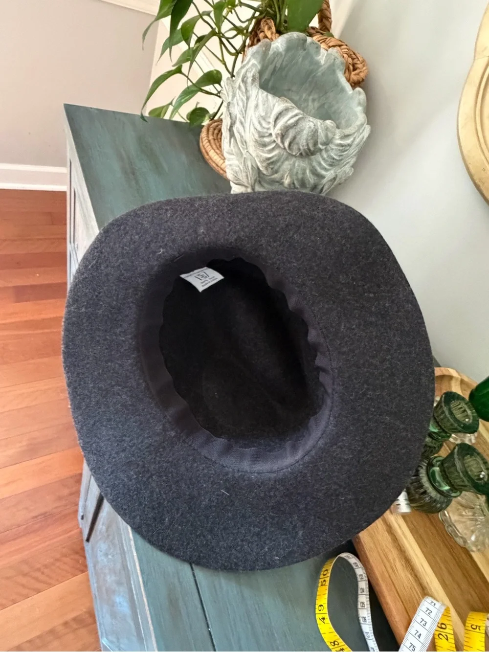 SOMETHING SPECIAL brand FELT FEDORA style hat with brown braided leather band